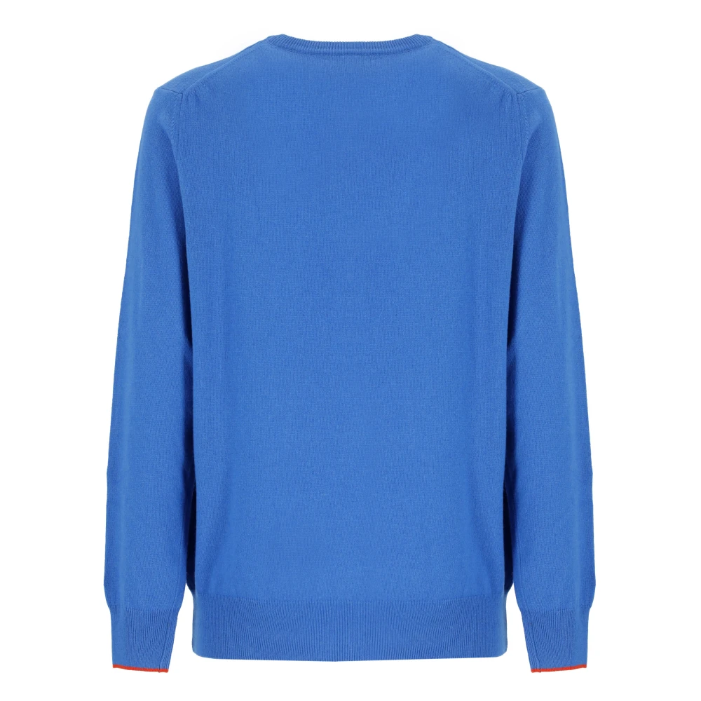 Saint Barth Blauwe Crew Neck Sweater met Borduursel Blue Heren