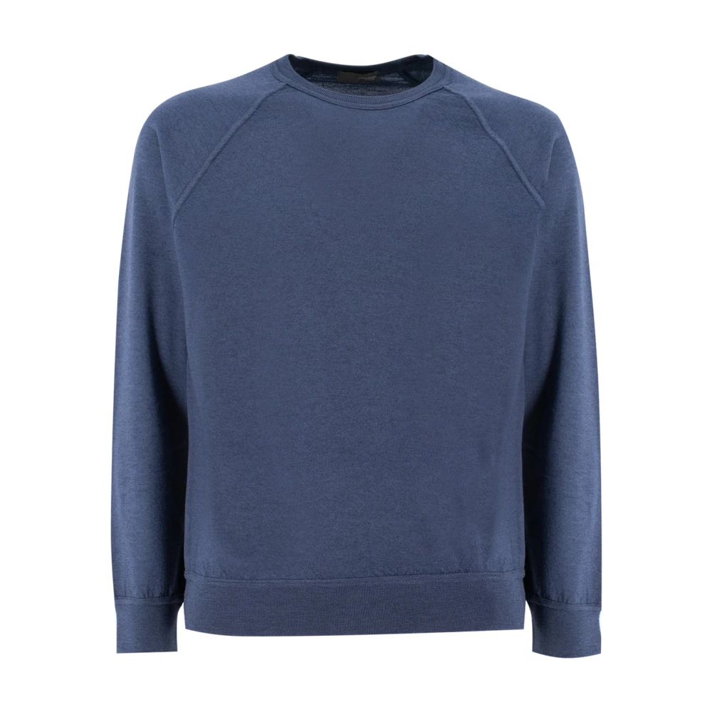 Drumohr Zuivere wol Raglanmouw Sweater Blue Heren