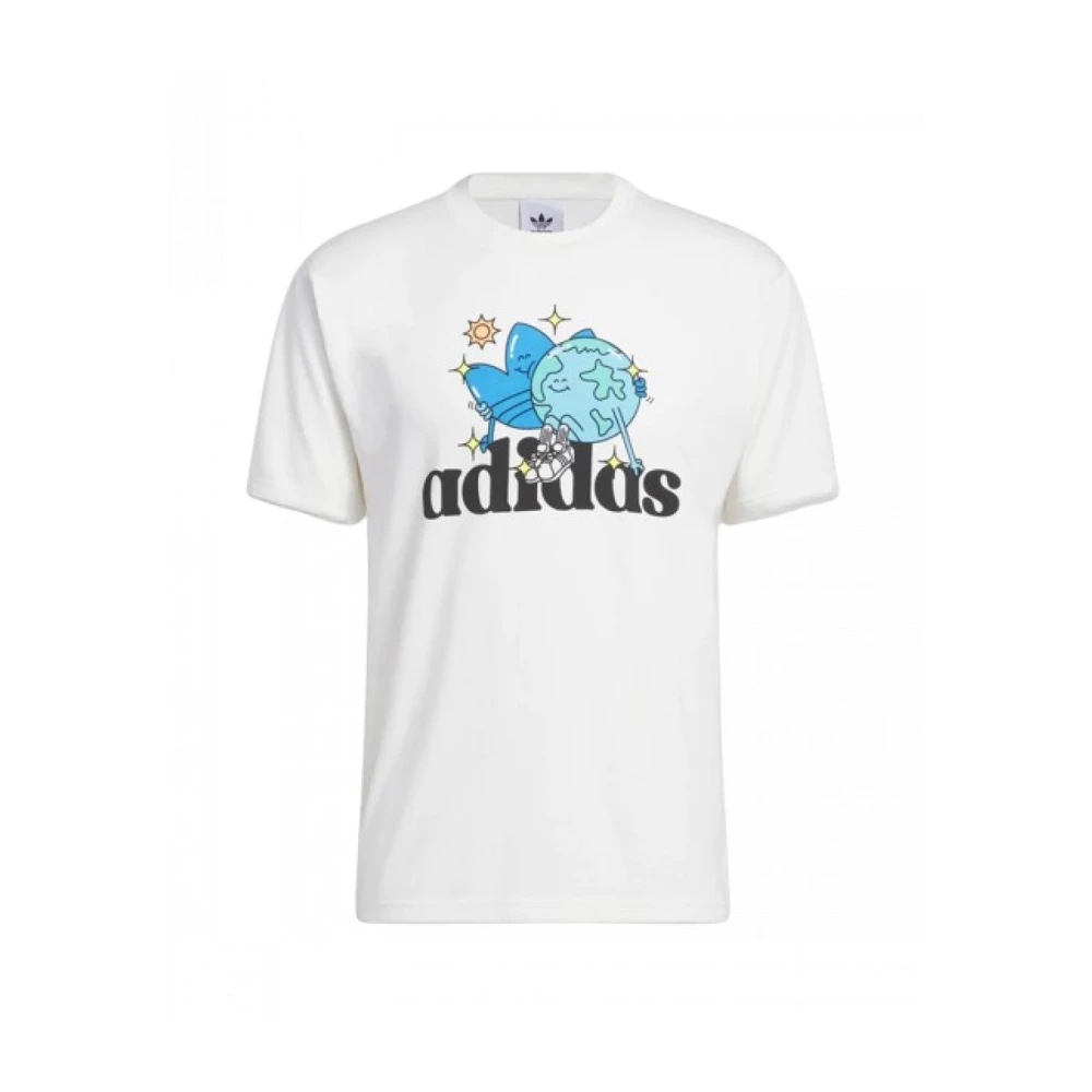Adidas Originals Katoenen Friends Tee Regular Fit Effen White Heren