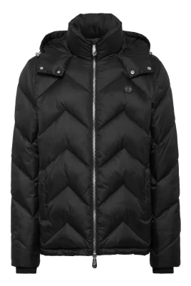 Nylon Short Puffer Jacket Zigzag