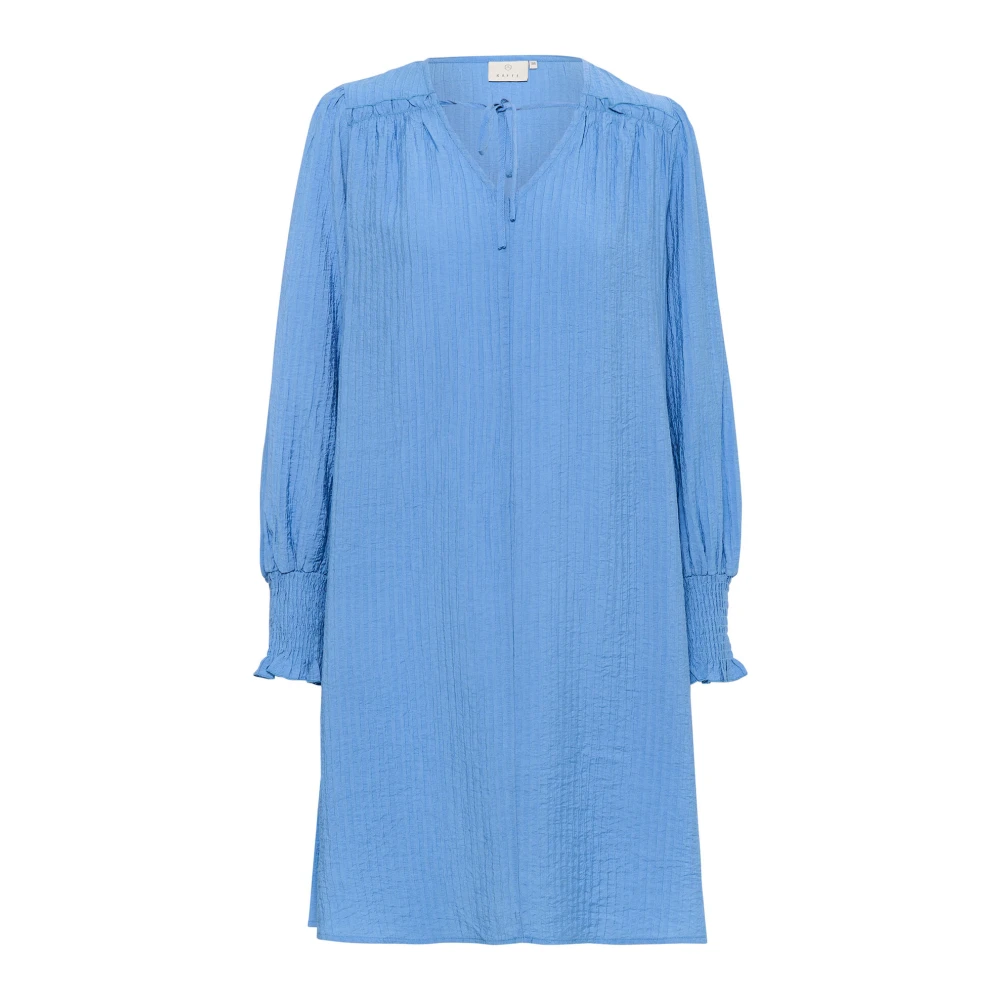 Kaffe Feminin Klänning med Smock Manschetter Blue, Dam