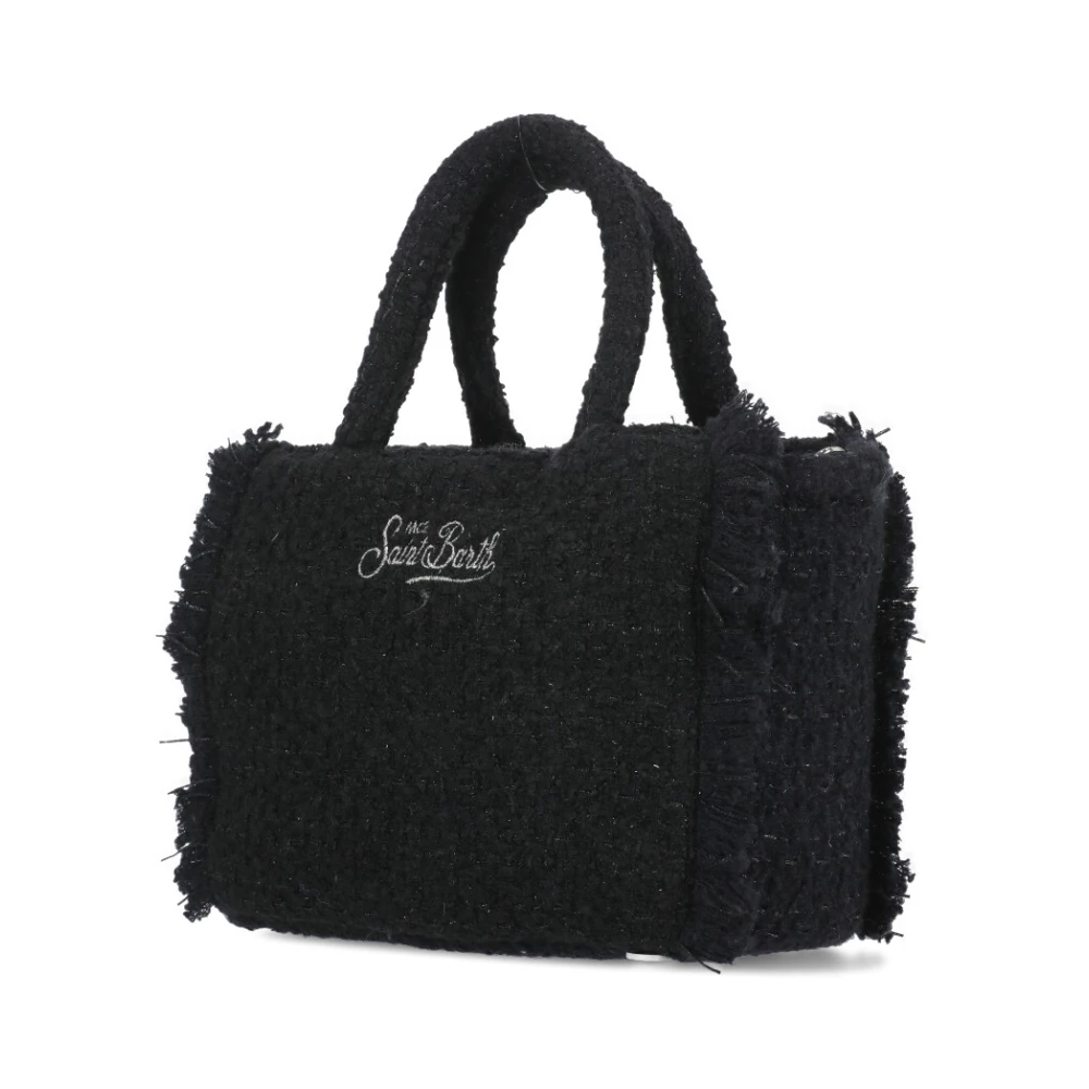 Saint Barth Zwarte wollen blend handtas met franjes Black Dames