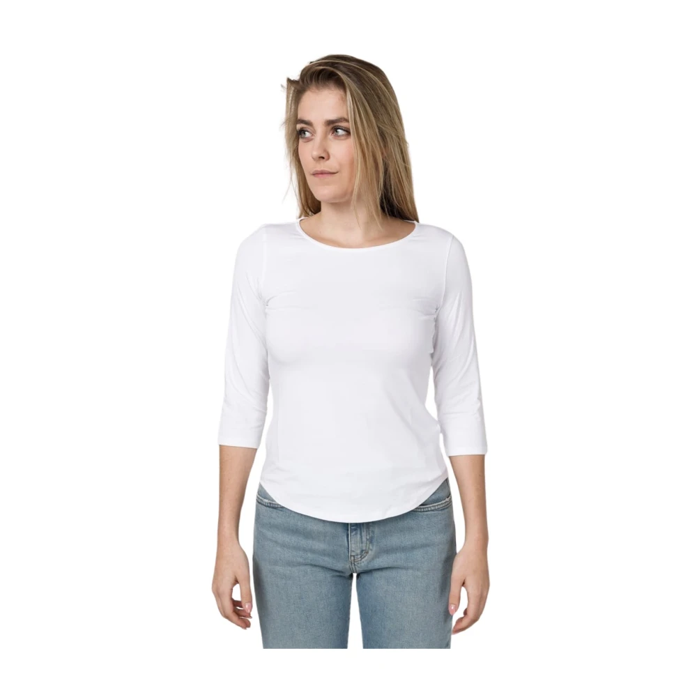 Le Tricot Perugia Zachte Witte T-shirt White Dames