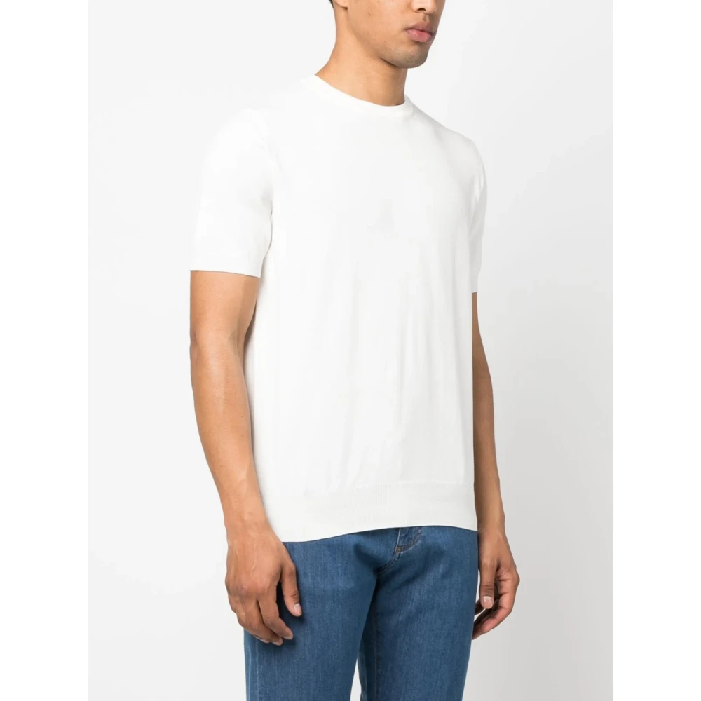 Canali Katoenen Gebreid T-shirt Gemaakt in Italië White Heren