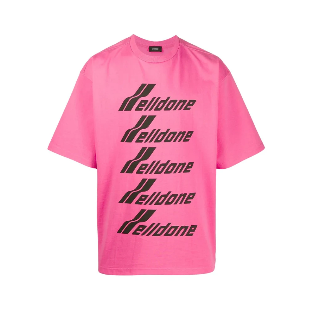 We11Done Roze Bedrukt T-shirt en Polo Pink Heren