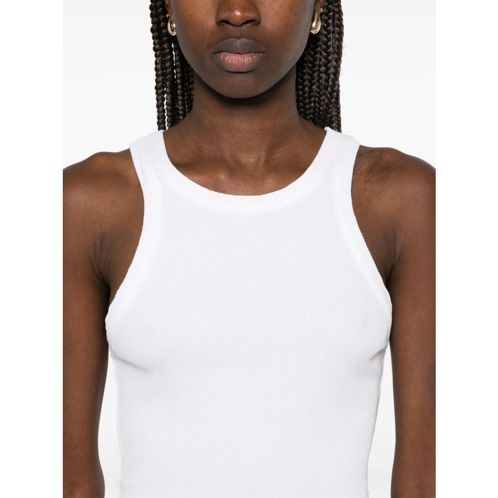 Agolde Witte Geribbelde Crew Neck Top White Dames