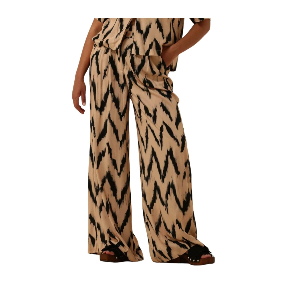 Aaiko Beige Wijde Ikat Broek Beige Dames