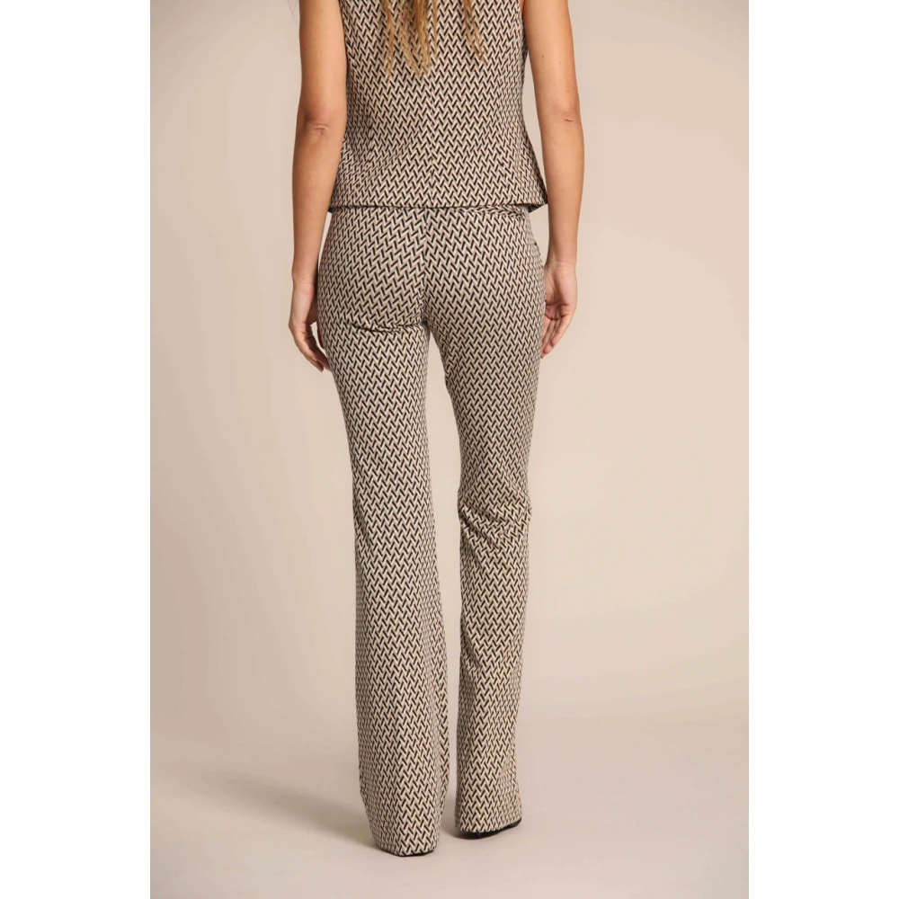 Mason's Slim Fit Beige Chino Broek met Houndstooth Patroon Beige Dames