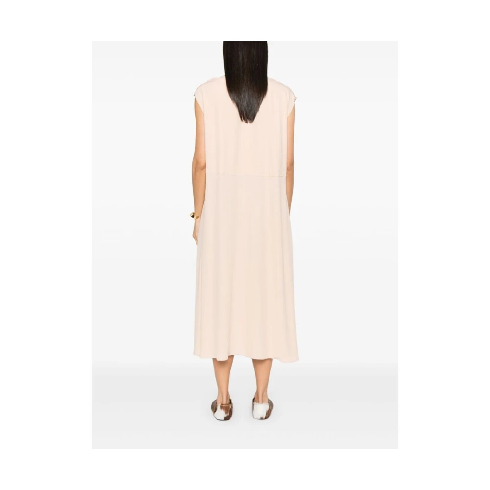 Fabiana Filippi Zalmroze V-hals Jurk met Kralenrand Pink Dames