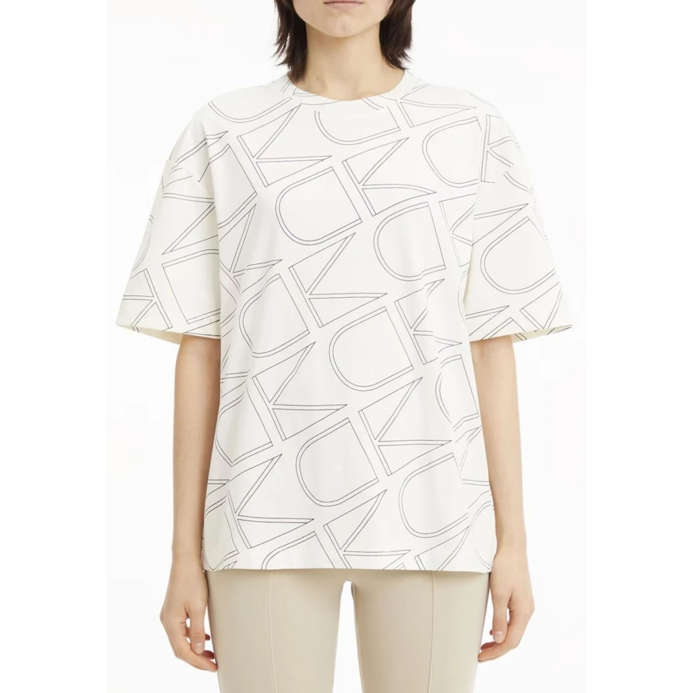 Calvin Klein Monogram All Over T-Shirt Vrouwen White Dames