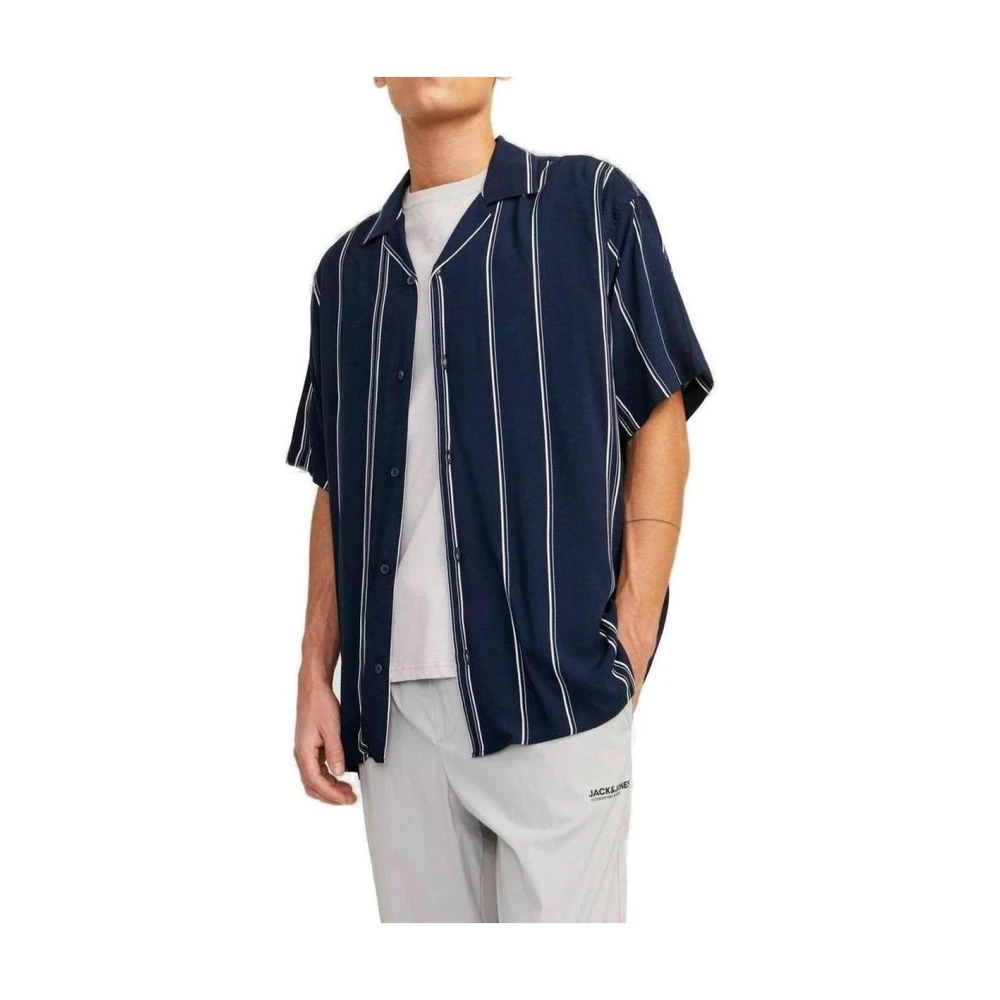 jack & jones Blauw Verticaal Gestreept Shirt Mannen Collectie Blue Heren