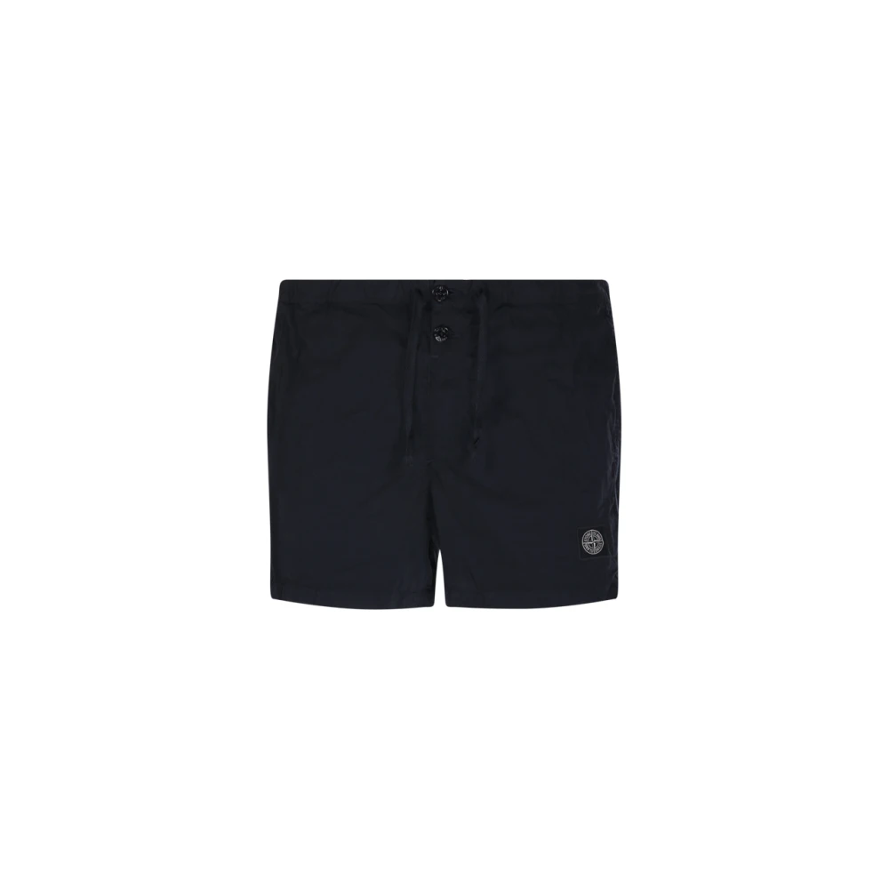 Stone Island Blue Beachwear, Male, Xl, Logo-Patch Detail Swim Shorts
