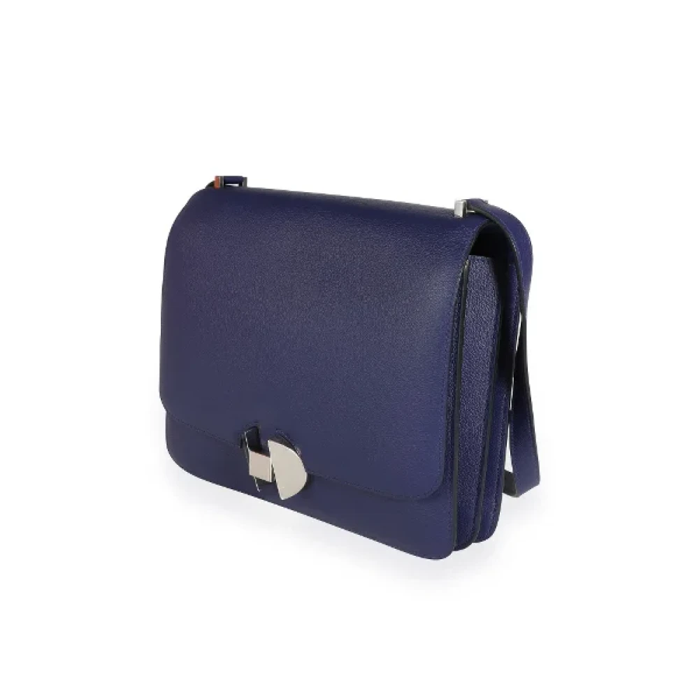 Hermès Vintage Pre-owned Leather crossbody-bags Blue Dames