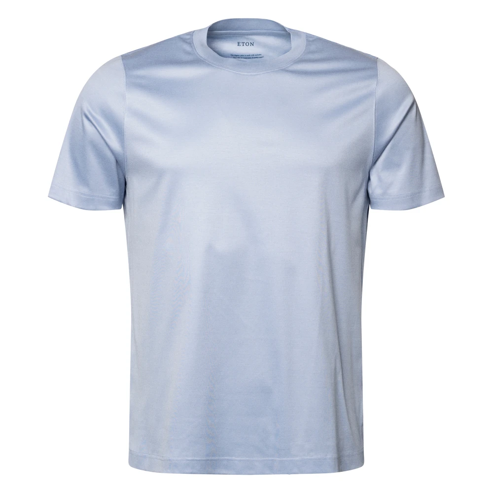 Eton Luxe Katoenen Crewneck T-shirt Blue Heren