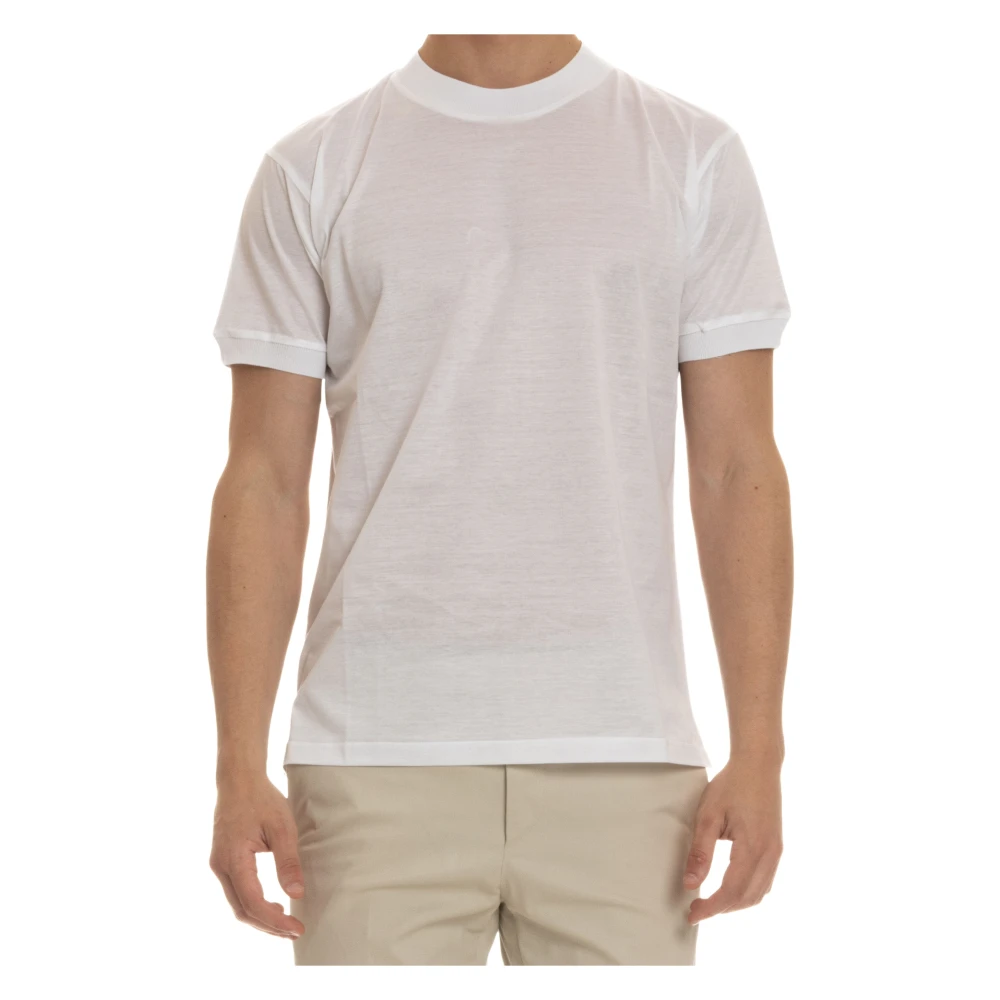 Tagliatore Witte Gekamd Katoen T-shirt Polo White Heren