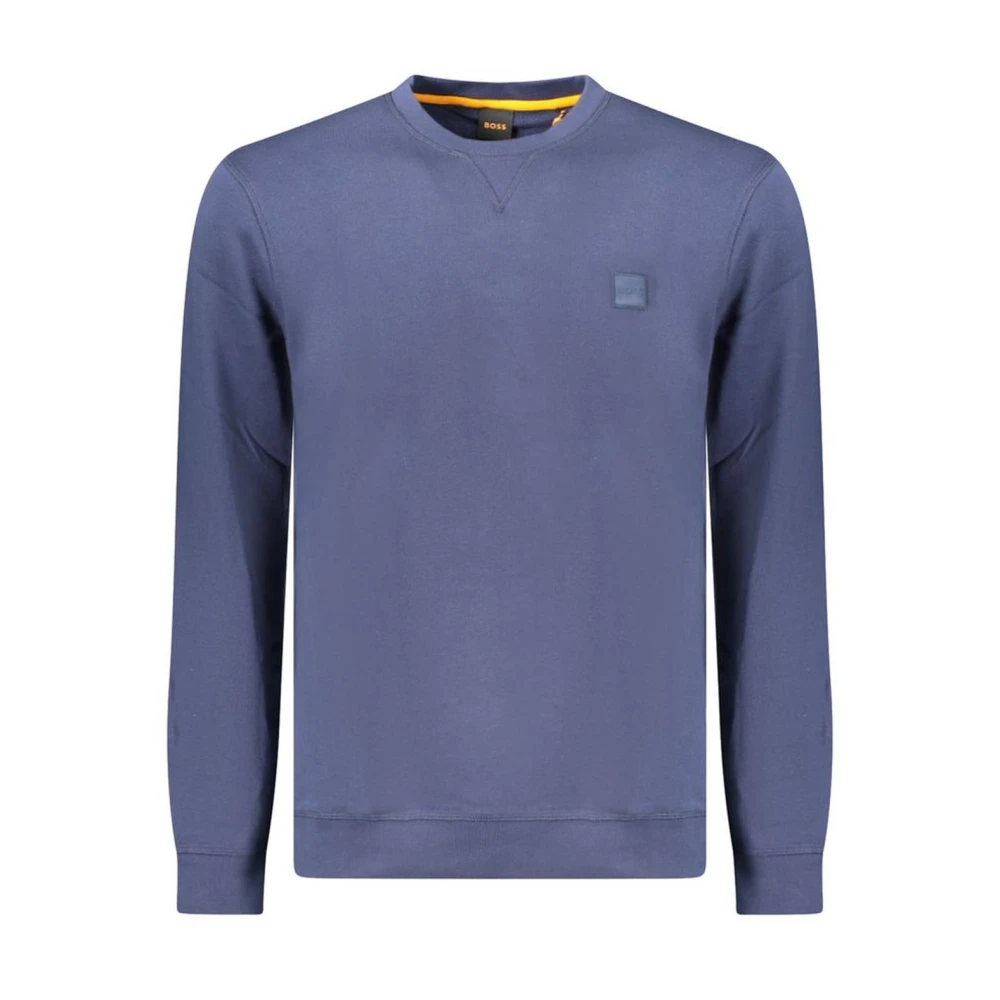 Hugo Boss Blauwe Katoenen Gebreide Trui met Ronde Hals Blue Heren