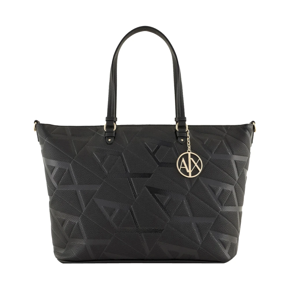 Armani Exchange Vierkante Zwarte Shopper Tas Black Dames