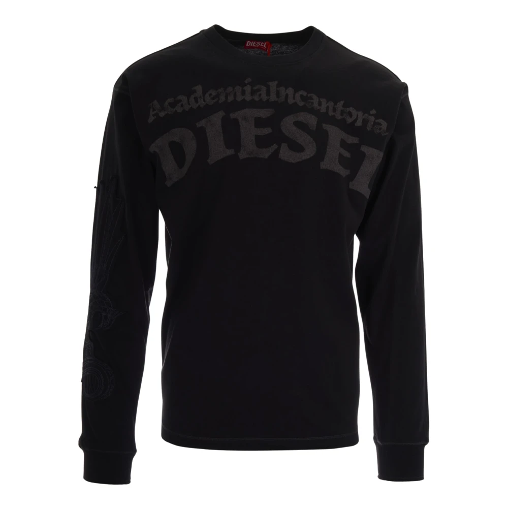 Diesel Mannelijk Zwart Hoodies & Sweatvesten Heren, M, Katoen, T-Norm-Ls-Aa 3 Long-Sleeve T-Shirt