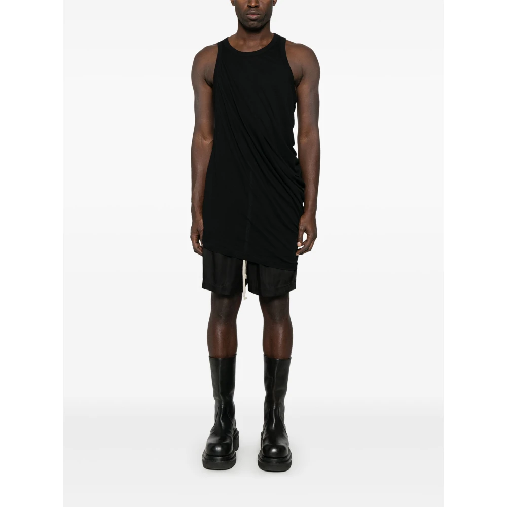 Rick Owens Gedrapeerde Top met Ronde Hals Black Heren