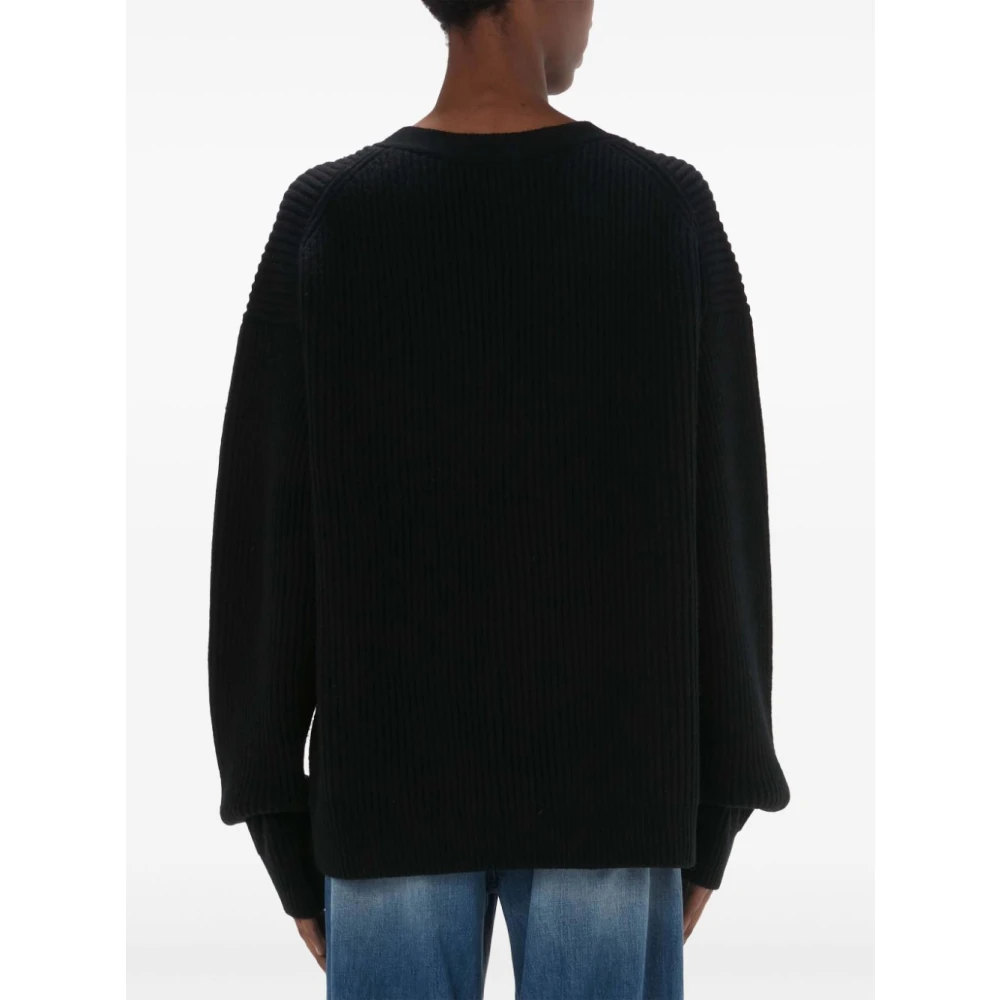 JW Anderson Zwarte Bloemen V-Hals Trui Black Dames
