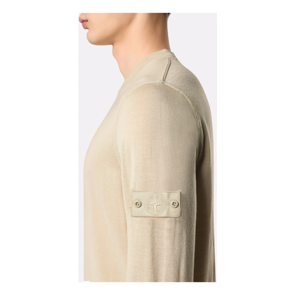 Stone Island Beige Crew Neck Wool Sweater Beige Heren
