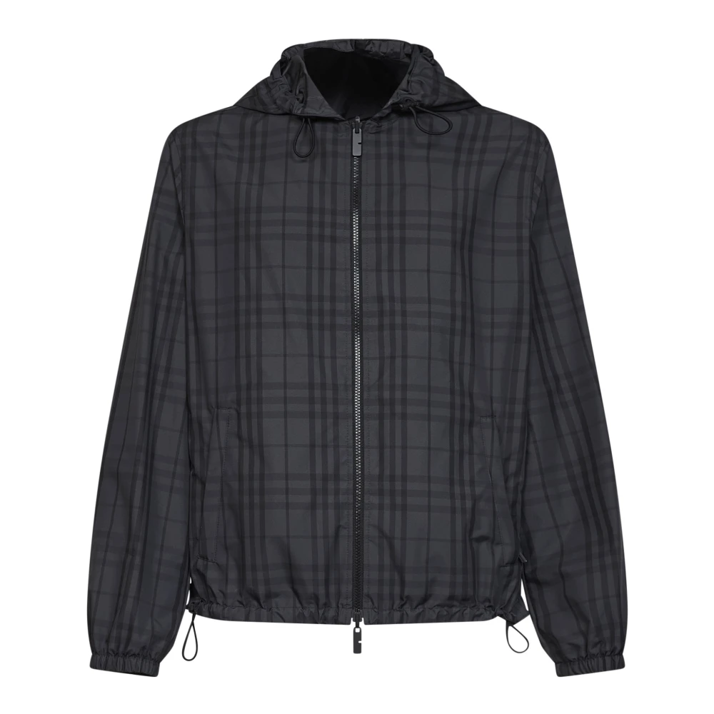 Burberry Homme Gris - Veste À Capuche Newport Réversible À Carreaux - Vestes - Taille: L