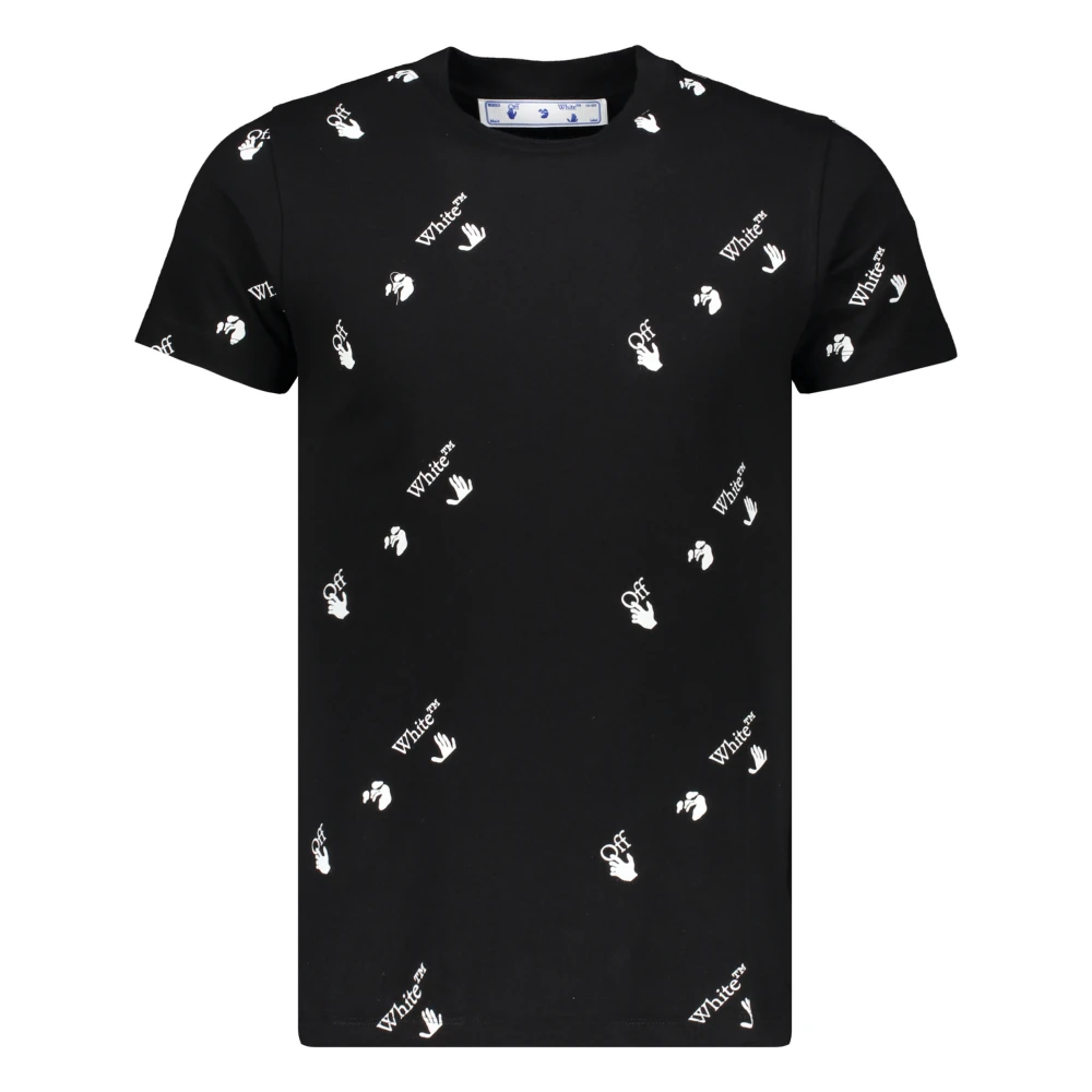 Off White Logo Print Katoenen T-shirt Black Heren