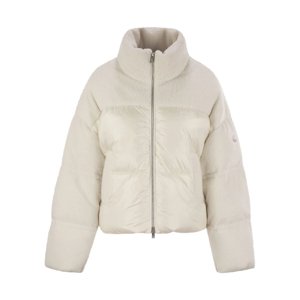 Moose Knuckles Korte Nylon Donsjas met Capuchon White Dames