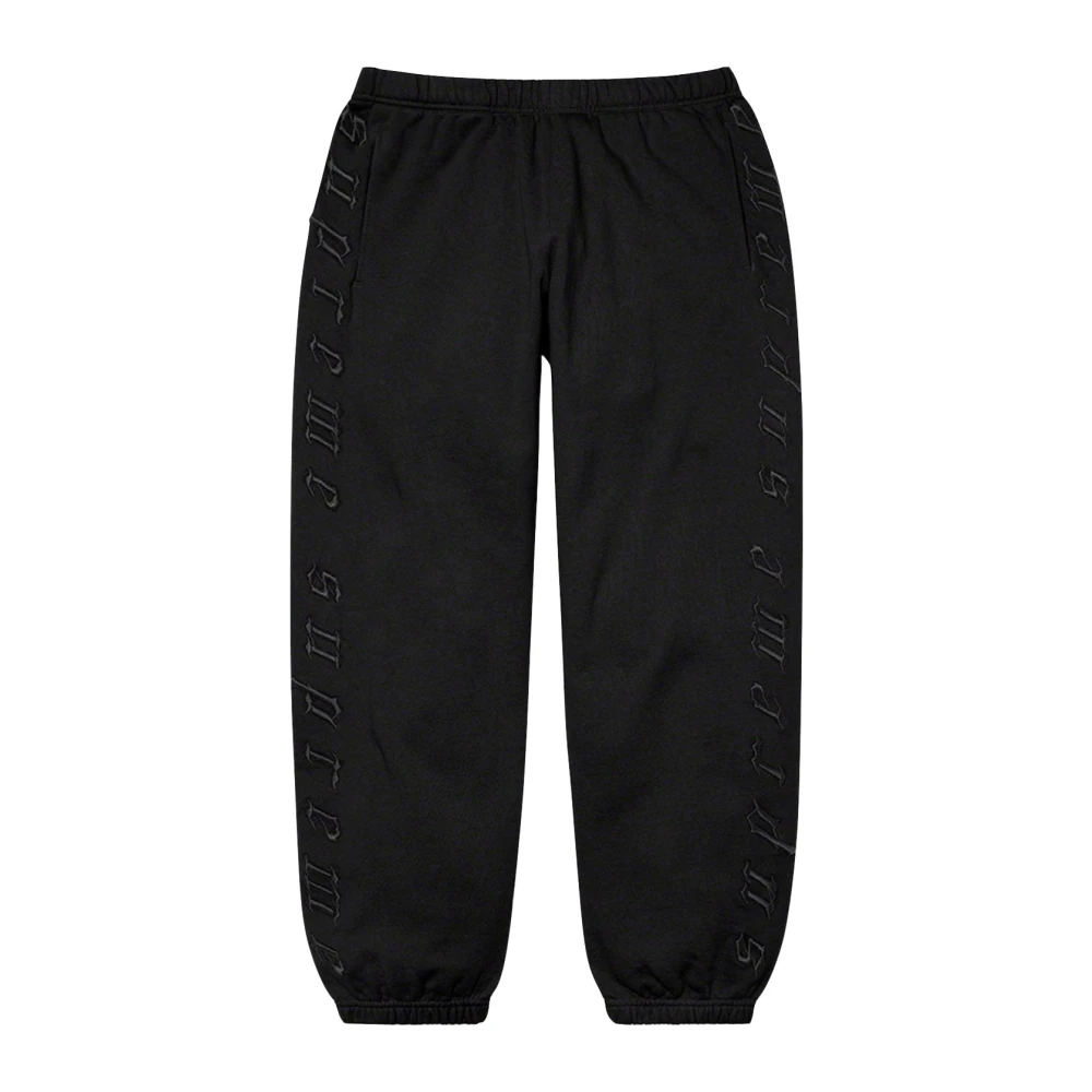 Supreme Zwarte Borduurwerk Sweatpant Beperkte Oplage Black Heren