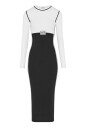 black-and-white-long-sleeve-dress
