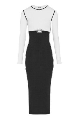 black-and-white-long-sleeve-dress