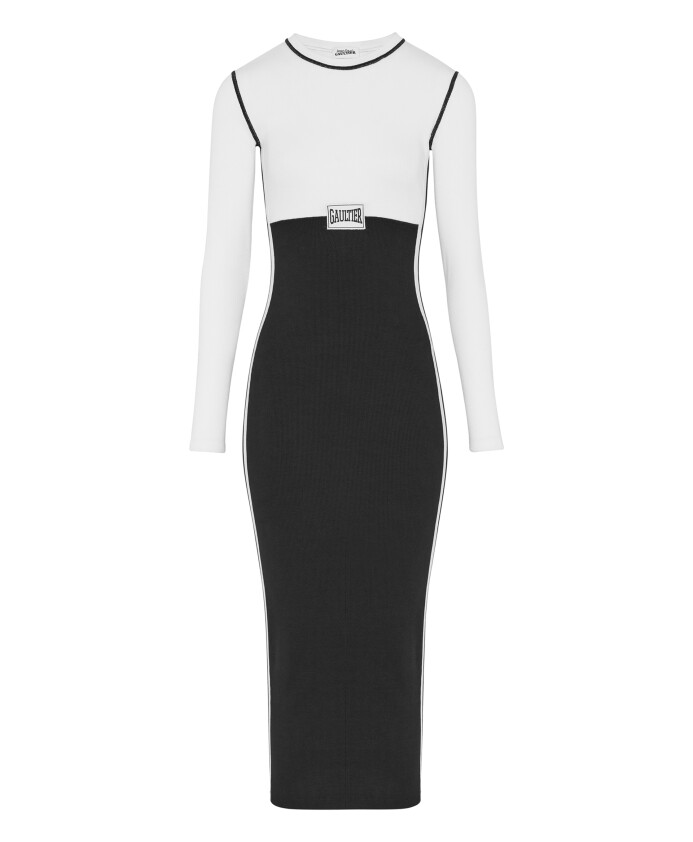 black-and-white-long-sleeve-dress