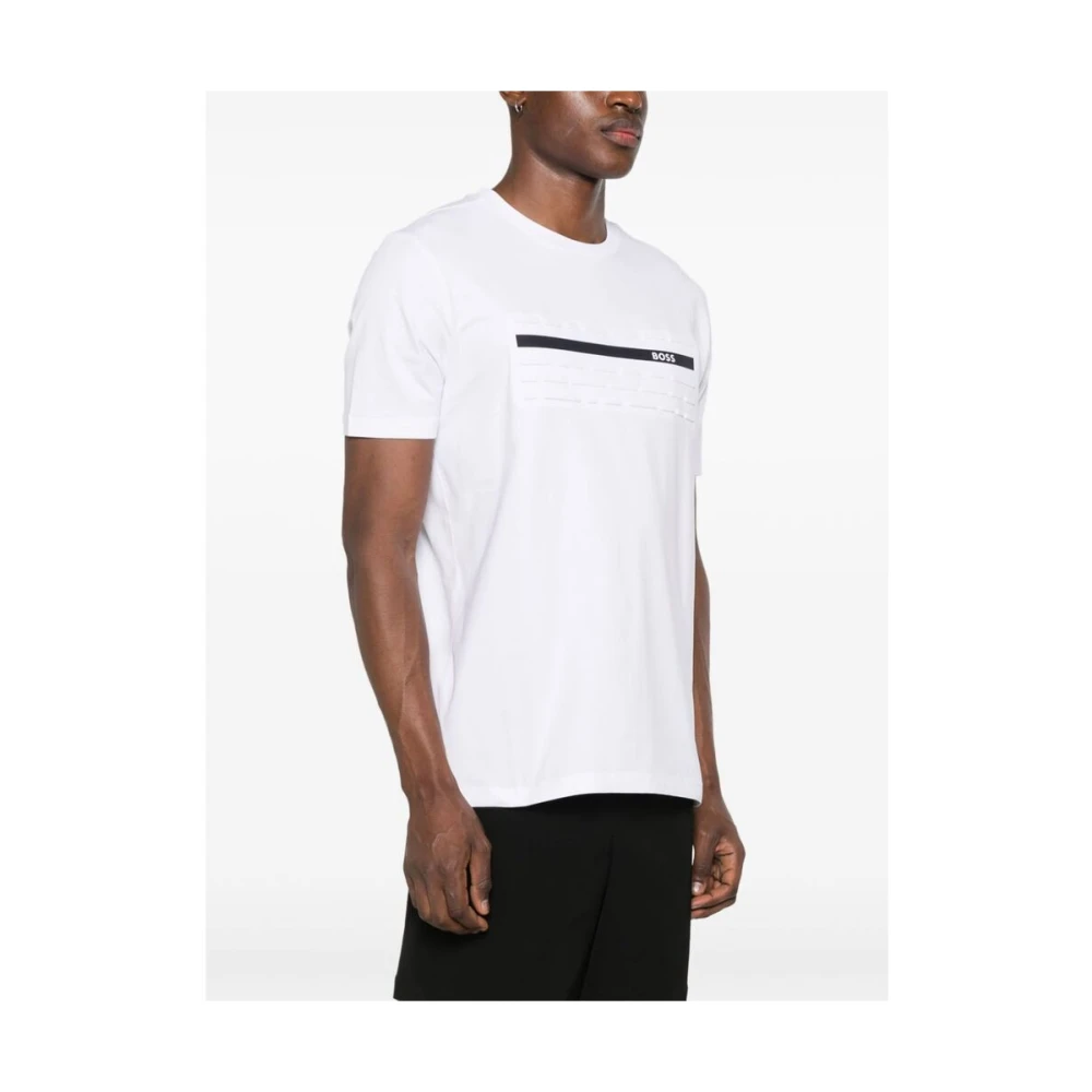 Hugo Boss Geborduurd Logo Katoenen T-shirt White Heren