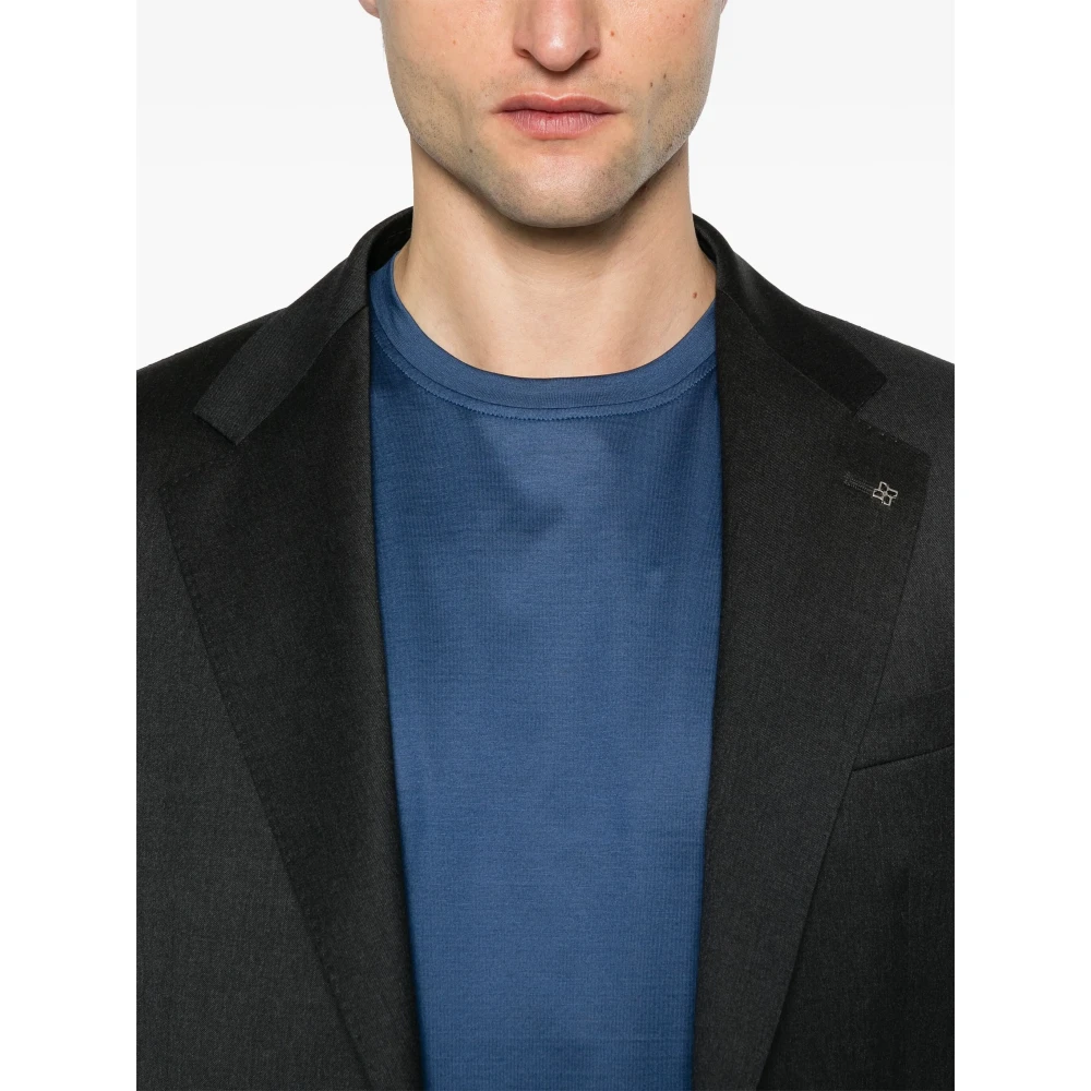 Corneliani Geborduurd Katoenen T-shirt Gemaakt in Italië Blue Heren