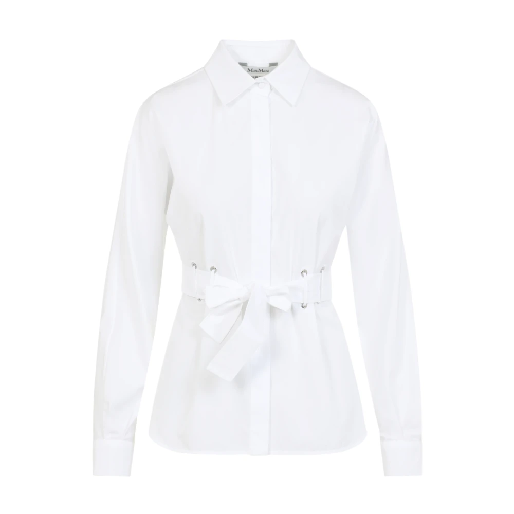 Max Mara Witte Katoenen Riemshirt White Dames