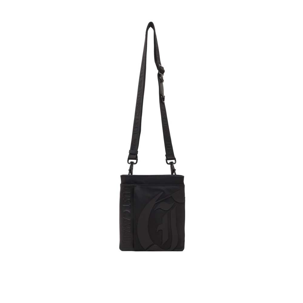 Just Cavalli Zwarte Nylon Micro Line Tassen Black Heren