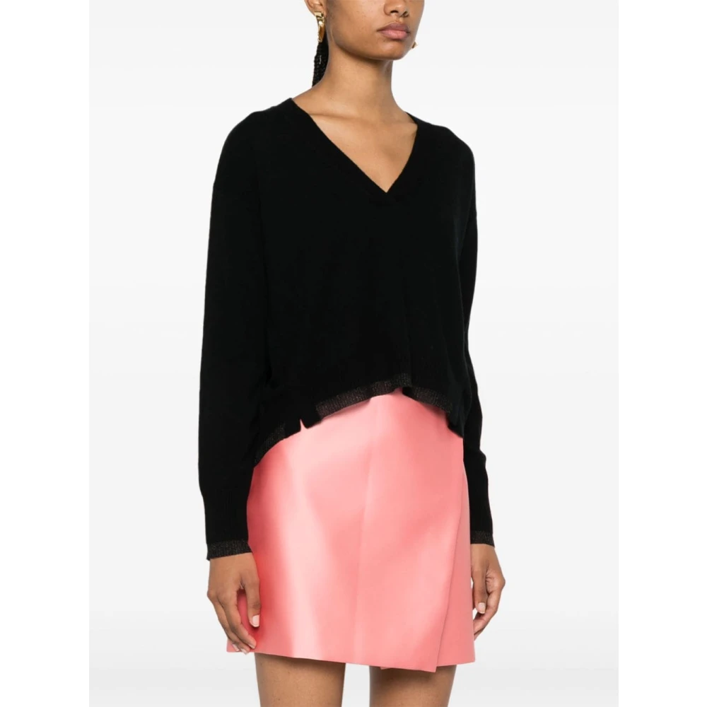 pinko Love Birds V-Neck Sweater Black Dames