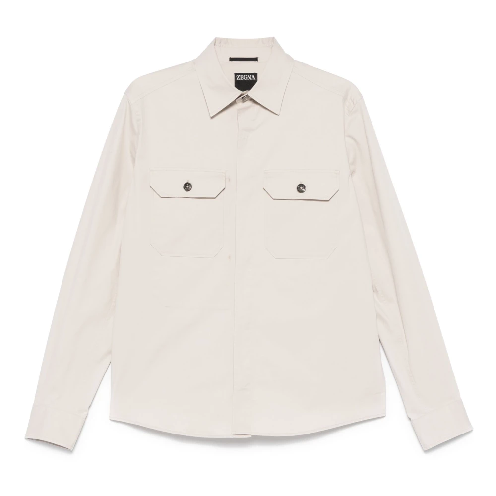 Ermenegildo Zegna Katoenen overhemdjasje met stretchstof Beige Heren