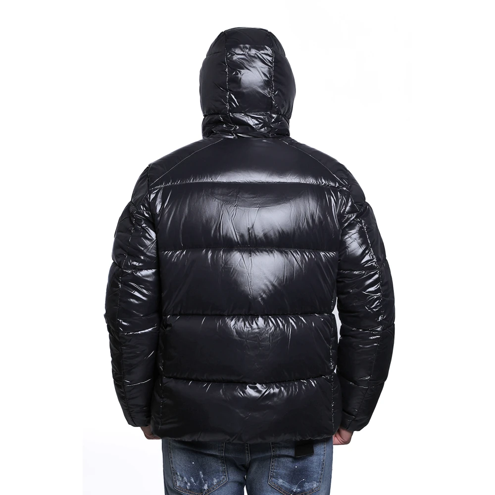 Save The Duck Zwarte Nylon Gewatteerde Jas met Capuchon Black Heren