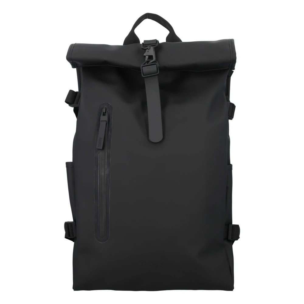 Rains Unisex Nero 14590 Zaino Grande Rolltop Impermeabile - Immagine 3