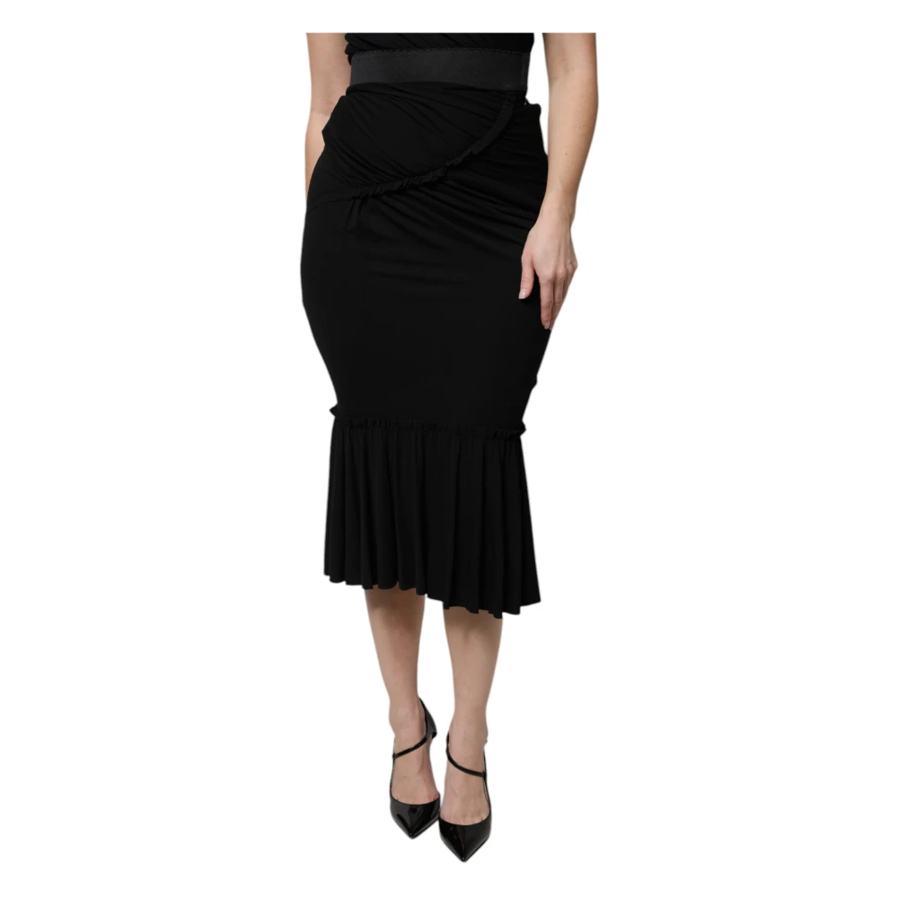Dolce & Gabbana Women's Black Midi Skirts, 2XS, Mermaid Cut Midi Skirt