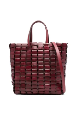 Burgundy Vävd Läder Tote Väska