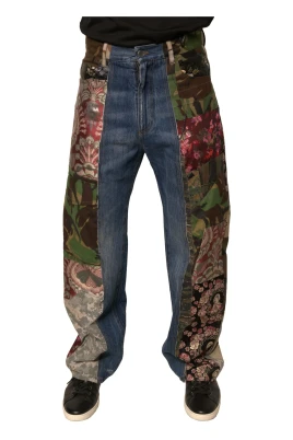 Patchwork Straight Denim Jeans
