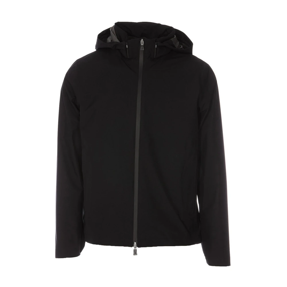 Herno Black Zip-Up Hooded Jacket - Male - Light Jackets - M - Jackets