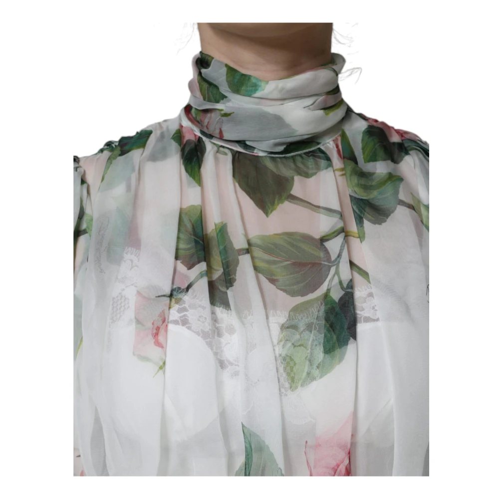 Dolce & Gabbana Bloemenprint Zijden Maxi Jurk met Ritssluiting Multicolor Dames