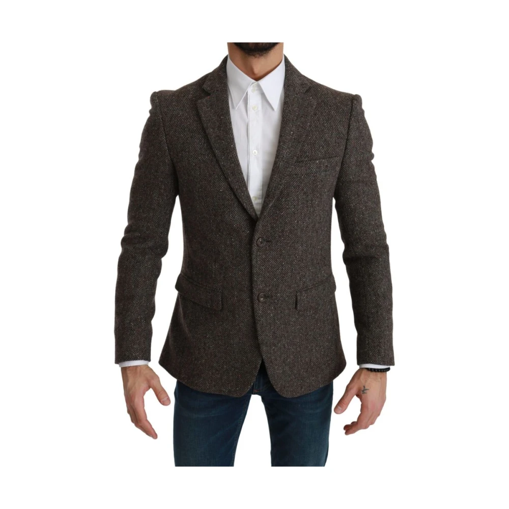 Dolce & Gabbana Men's Brown Blazers,, Wool Slim Fit Blazer Coat Medium
