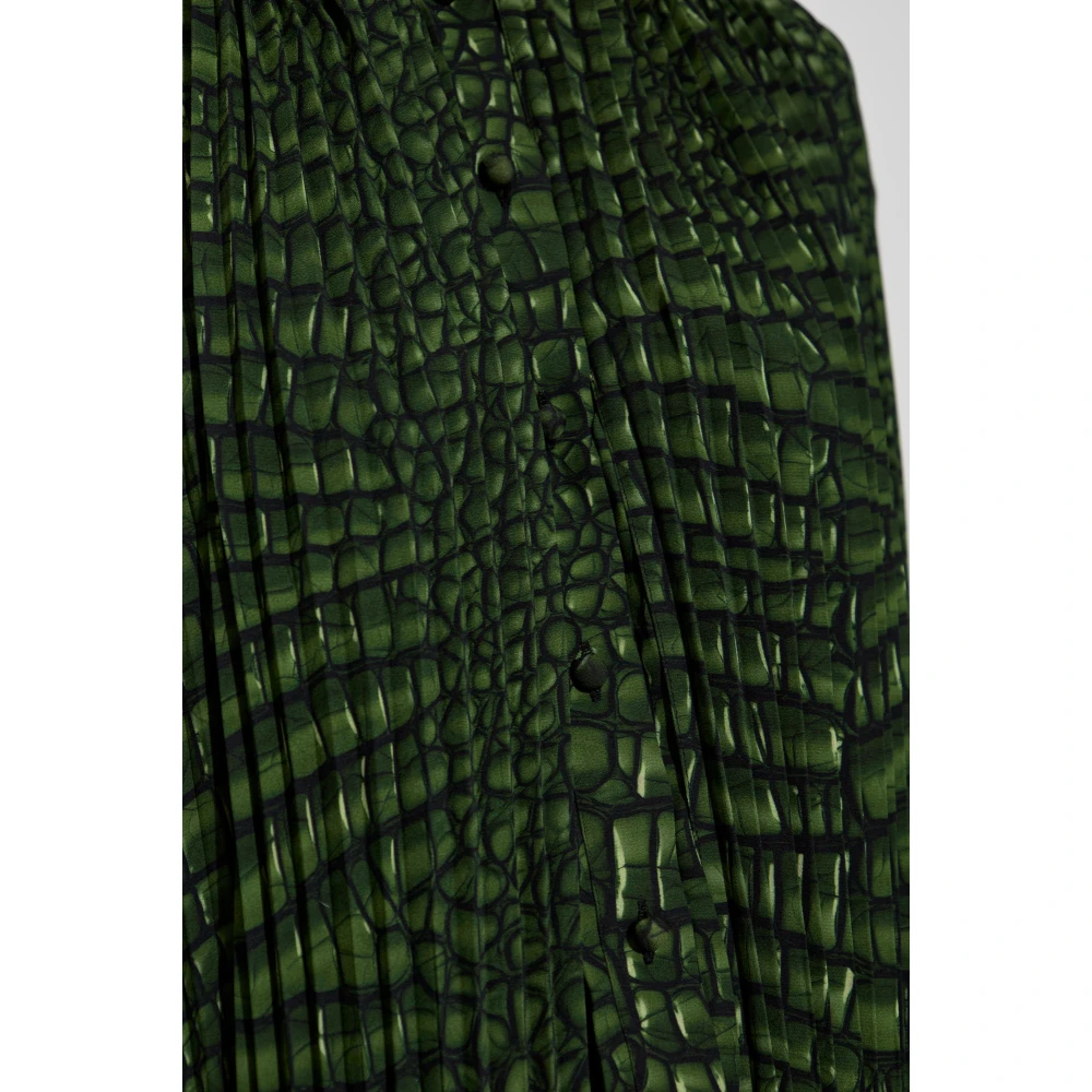 Balenciaga Geplooide jurk met dierenprint Green Dames