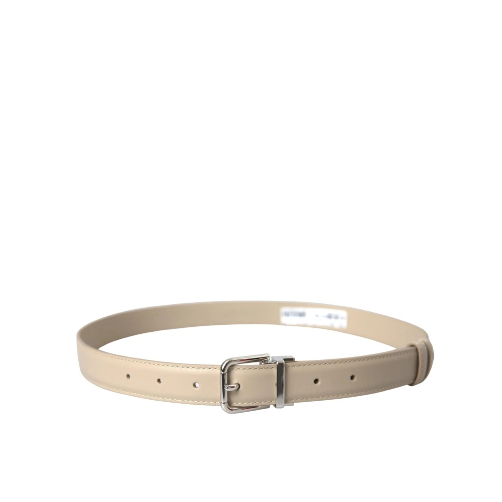 Dolce & Gabbana Beige Leren Riem met Metalen Gesp Beige Dames