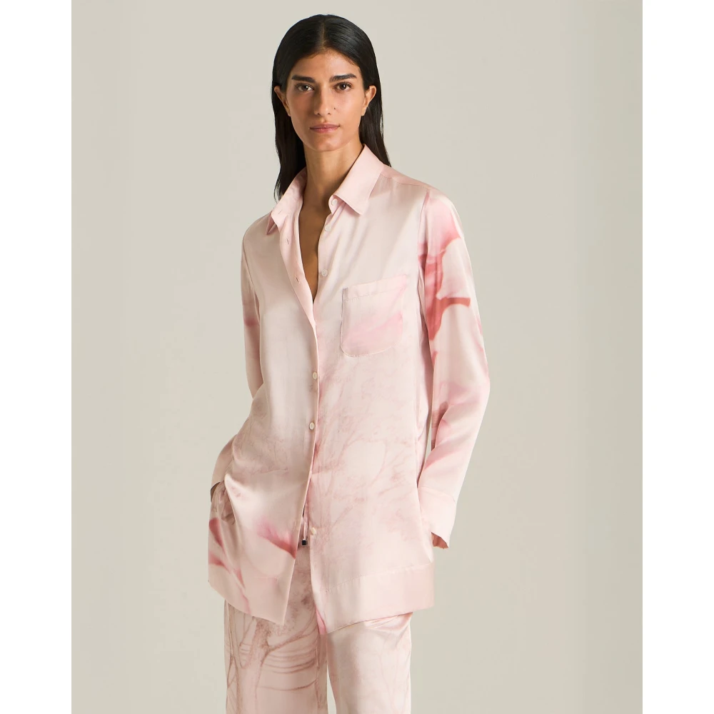 Kiton Zijden shirt met bedrukt patroon Pink Dames