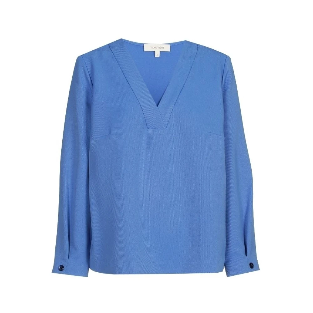 Marie Méro Blauwe V-hals Tuniek Blouse Blue Dames